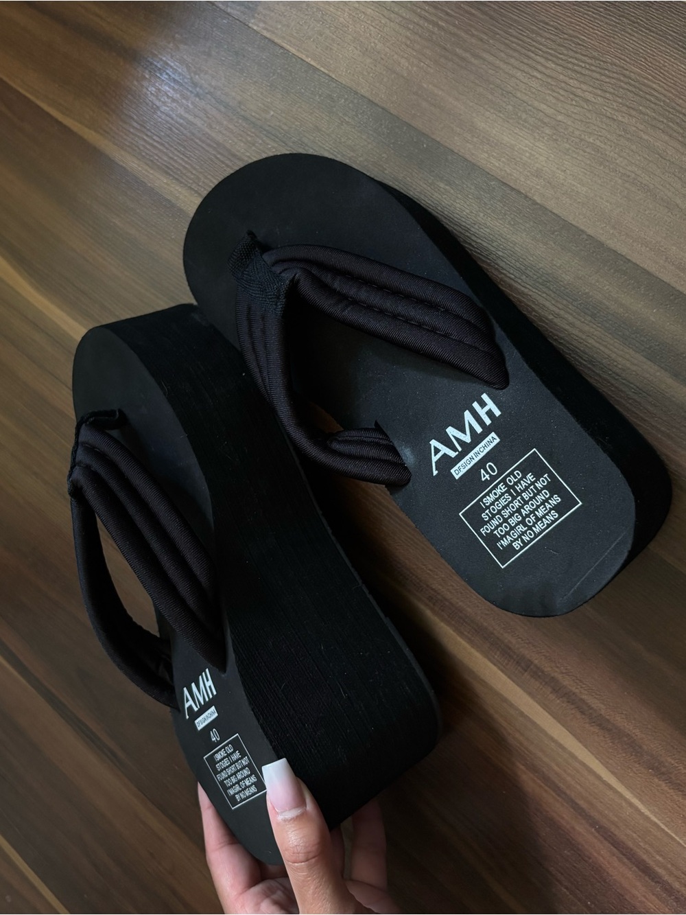 Black Platform Flip Flop Sandals